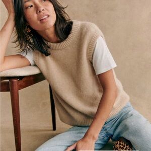 Sezane Cream Crew Neck Sweater